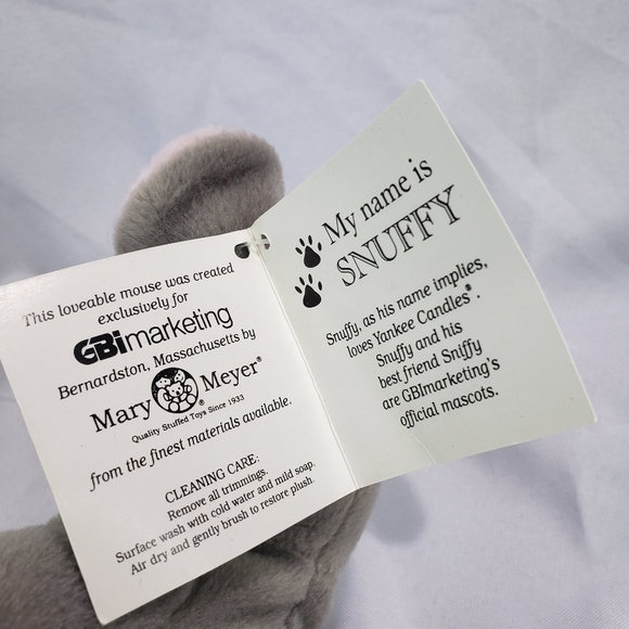Mary Meyer Snuffy Gray Mouse Beanbag Plush Stuffed Toy Yankee Candle 8 Inch 1998 - Picture 5 of 8